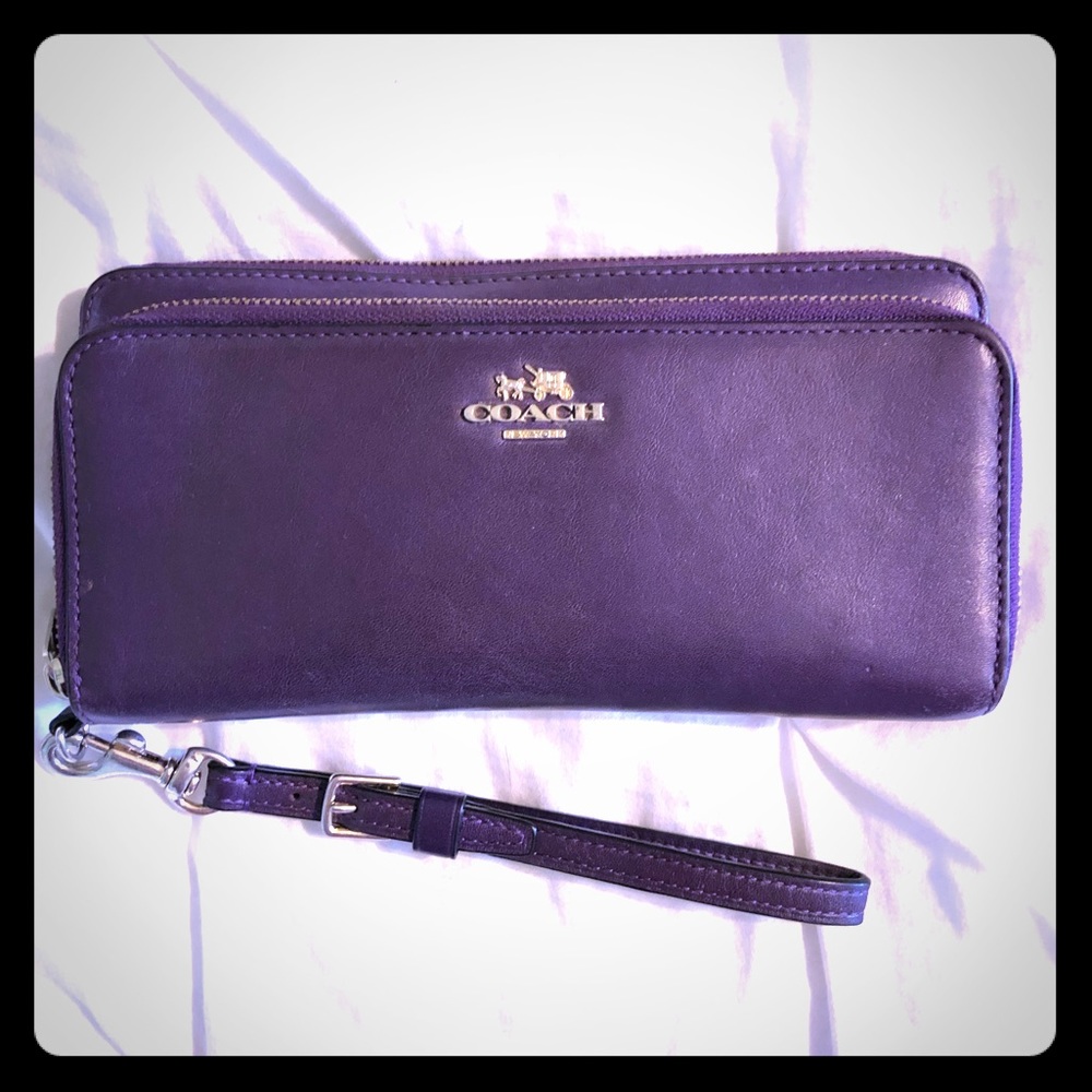 Purple Coach double zip Wallet/Wristlet